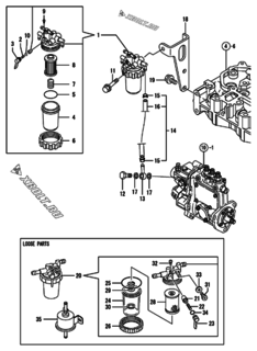  Двигатель Yanmar 3TNV76-KWA, узел -  Топливопровод 