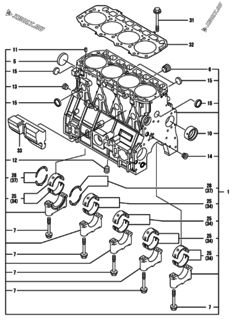  Двигатель Yanmar 4TNV94L-PDBWE, узел -  Блок цилиндров 