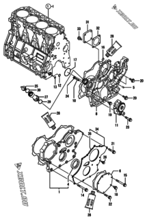  Двигатель Yanmar 4TNV94L-PDBWE, узел -  Корпус редуктора 