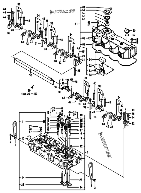  Головка блока цилиндров (ГБЦ) двигателя Yanmar 4TNV94L-PDBWE