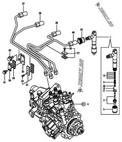  Двигатель Yanmar 4TNV94L-PDBWE, узел -  Форсунка 