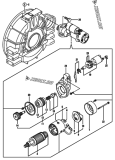  Двигатель Yanmar 4TNV94L-PDBWE, узел -  Стартер 