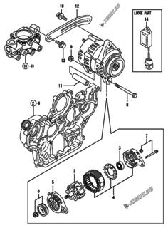  Двигатель Yanmar 4TNV94L-PDBWE, узел -  Генератор 