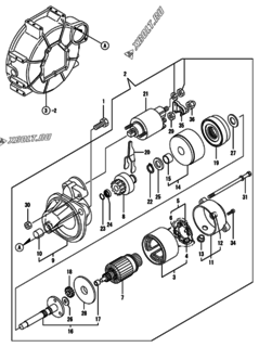  Двигатель Yanmar 3TNE74-PTC, узел -  Стартер 
