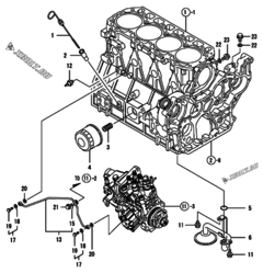  Двигатель Yanmar 4TNV94L-XDB, узел -  Система смазки 