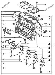  Двигатель Yanmar 4TNV98-XDB, узел -  Блок цилиндров 