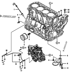  Двигатель Yanmar 4TNV98-XDB, узел -  Система смазки 