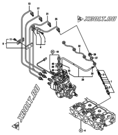  Двигатель Yanmar 4TNE98-HAF, узел -  Форсунка 