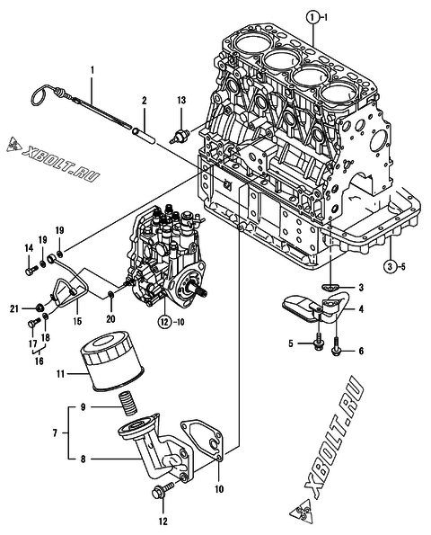  Система смазки двигателя Yanmar 4TNV84-KVA
