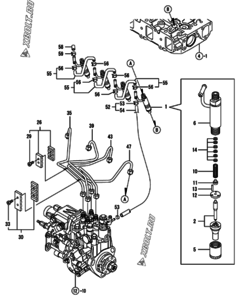  Двигатель Yanmar 4TNV84-KVA, узел -  Форсунка 