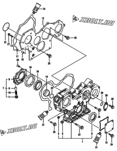  Двигатель Yanmar 4TNV84T-KVA, узел -  Корпус редуктора 