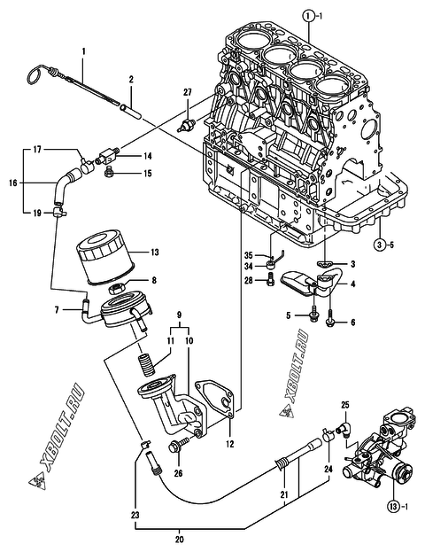  Система смазки двигателя Yanmar 4TNV84T-KVA