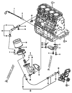  Двигатель Yanmar 4TNV84T-KVA, узел -  Система смазки 