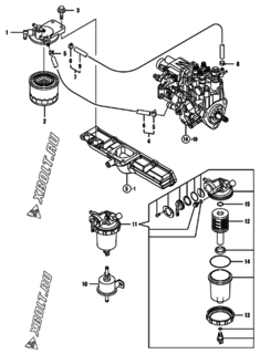  Двигатель Yanmar 4TNV84T-KVA, узел -  Топливопровод 