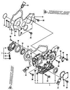  Двигатель Yanmar 3TNV88-XNKR, узел -  Корпус редуктора 