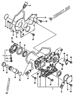  Двигатель Yanmar 3TNV88-SNS, узел -  Корпус редуктора 