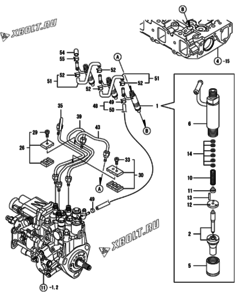  Двигатель Yanmar 3TNV88-SNS, узел -  Форсунка 
