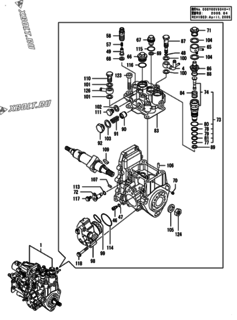  Двигатель Yanmar 4TNV88-PNS, узел -  Топливный насос высокого давления (ТНВД) 