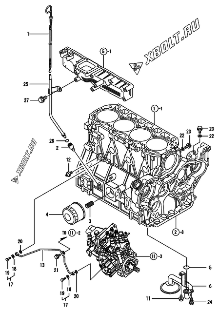  Система смазки двигателя Yanmar 4TNV94L-NCKM
