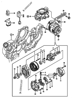  Двигатель Yanmar 4TNV98-NLAN, узел -  Генератор 