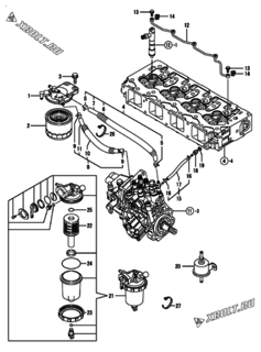  Двигатель Yanmar 4TNV94L-NLAN, узел -  Топливопровод 