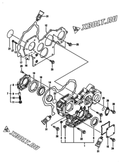  Двигатель Yanmar 4TNV84T-KLAN, узел -  Корпус редуктора 