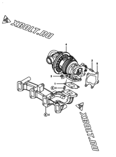  Двигатель Yanmar 4TNV84T-KLAN, узел -  Турбина 