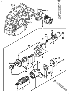  Двигатель Yanmar 4TNE98-ACG24, узел -  Стартер 