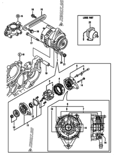 Двигатель Yanmar 4TNE98-ACG24, узел -  Генератор 