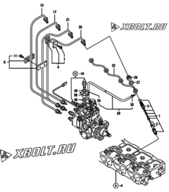  Двигатель Yanmar 4TNE98-HYF, узел -  Форсунка 