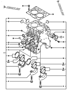  Двигатель Yanmar 2TNE68-DM4, узел -  Блок цилиндров 