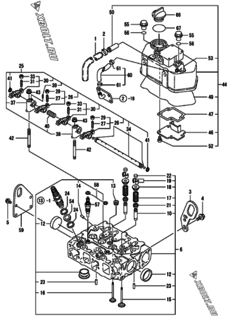  Двигатель Yanmar 2TNE68-DM4, узел -  Головка блока цилиндров (ГБЦ) 