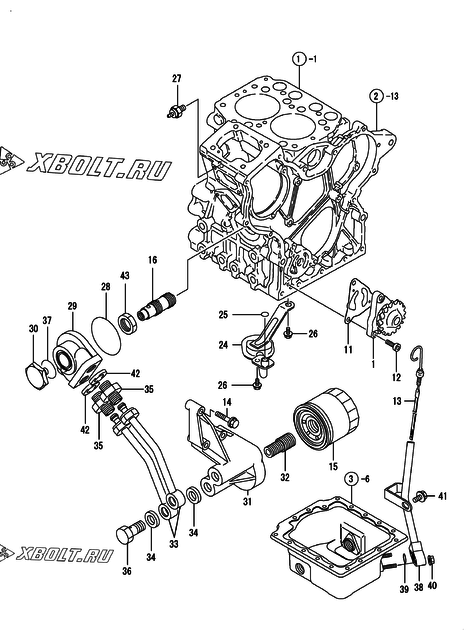  Система смазки двигателя Yanmar 2TNE68-DM4