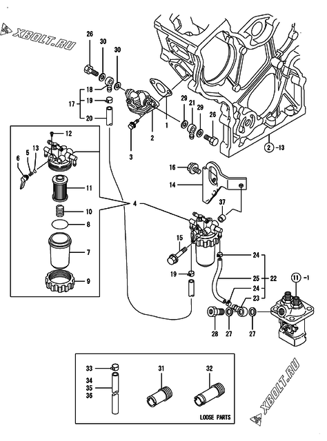  Топливопровод двигателя Yanmar 2TNE68-DM4