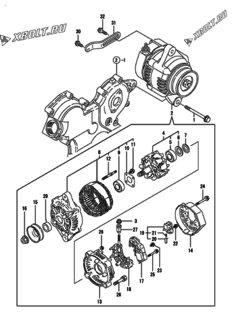  Двигатель Yanmar 2TNE68-DM4, узел -  Генератор 
