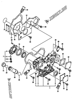  Двигатель Yanmar 4TNV88-KWA2, узел -  Корпус редуктора 