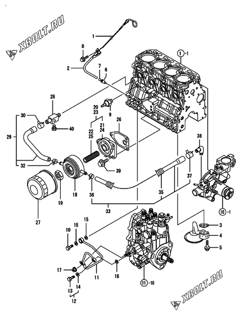  Система смазки двигателя Yanmar 4TNV88-KWA
