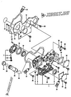  Двигатель Yanmar 4TNV84-KWA, узел -  Корпус редуктора 