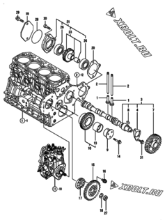  Двигатель Yanmar 4TNV84-KWA, узел -  Распредвал и приводная шестерня 