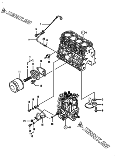  Двигатель Yanmar 4TNV84-KWA, узел -  Система смазки 