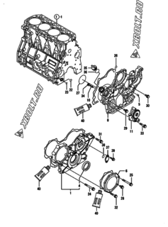  Двигатель Yanmar 4TNV98-NWI, узел -  Корпус редуктора 