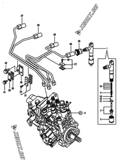  Двигатель Yanmar 4TNV98-NWI, узел -  Форсунка 
