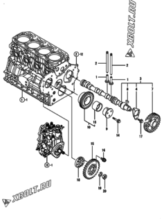  Двигатель Yanmar 4TNV84T-KNSV, узел -  Распредвал и приводная шестерня 