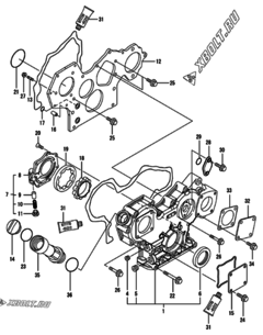  Двигатель Yanmar 3TNV88-MWA, узел -  Корпус редуктора 