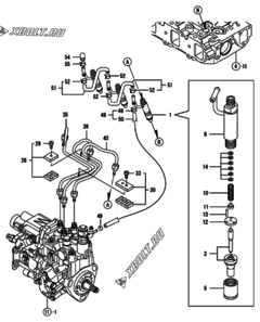  Двигатель Yanmar 3TNV88-MWA, узел -  Форсунка 