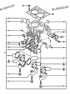  Двигатель Yanmar 2TNE68C-ENP, узел -  Блок цилиндров 