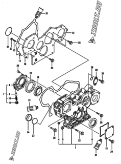  Двигатель Yanmar 3TNV88-KLAN, узел -  Корпус редуктора 