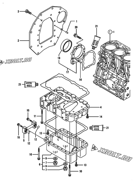  Крепежный фланец и масляный картер двигателя Yanmar 3TNV88-KLAN