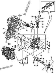  Двигатель Yanmar 3TNV88-KLAN, узел -  Система водяного охлаждения 