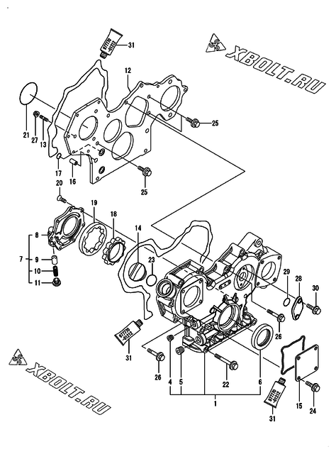  Корпус редуктора двигателя Yanmar 4TNV88-KLAN